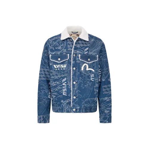 EVISU Джинсовый синий Мужской Джинсовые куртки