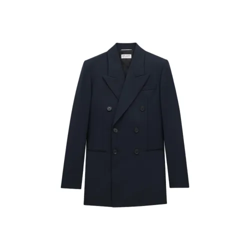 SAINT LAURENT Бизнес-костюм Пальто Мужской Темно-синий