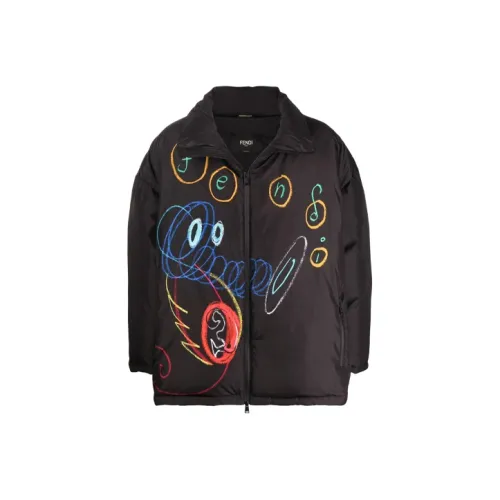 FENDI Хлопковый пуховик Мужской Черный