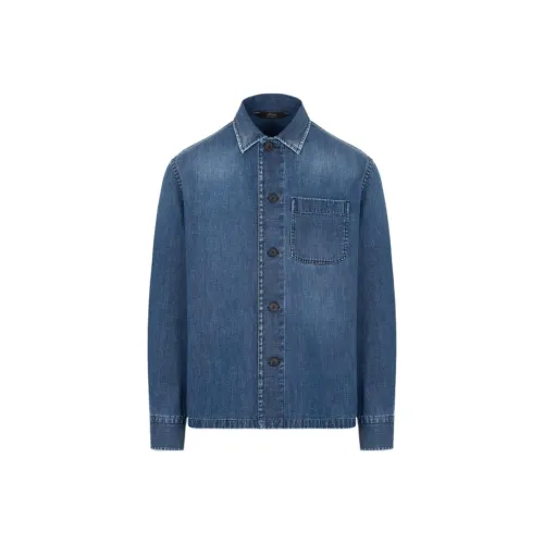 BRIONI Sustainable Японский Selvedge Denim Workwear Рубашка Denim Куртка Мужская Blue