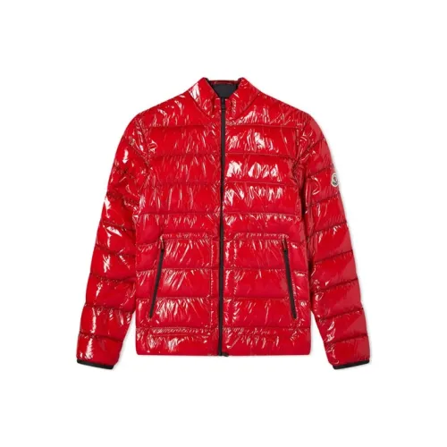 Moncler Однотонный Воротник-стойка Свободный крой Пуховик Мужской Красный