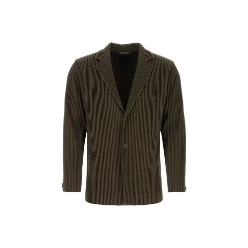 Homme Plissé Issey Miyake Бизнес-костюм Пальто Мужской Оливково-зеленый