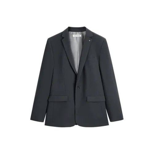 PEACEBIRD MEN Серый Синий 1 Slim Fit Мужской Деловой Костюм