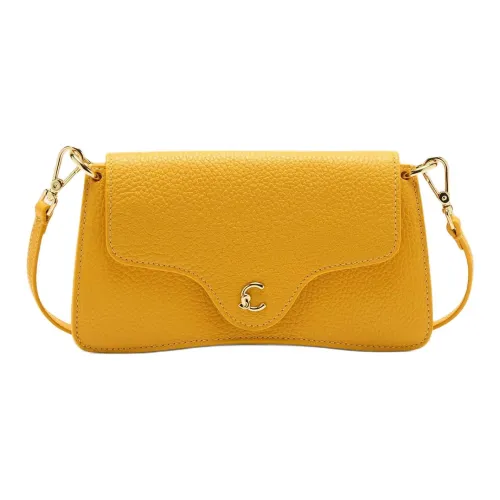 COCCINELLE C ME Коровья кожа крупнозернистая текстура сумка через плечо женская желтая