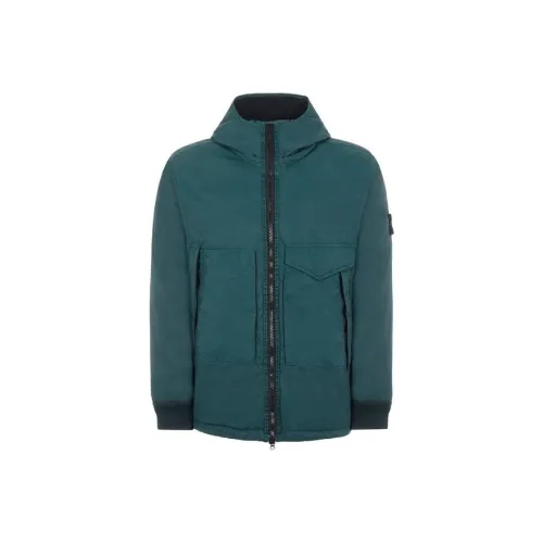 STONE ISLAND FW22 Однотонный С капюшоном Пуховик Мужской Зеленый