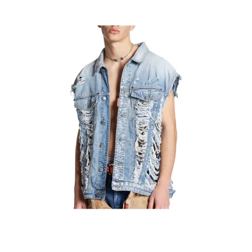 DSQUARED 2 Blue Men's Gilets DSQUARED 2 Синий Мужской Жилеты