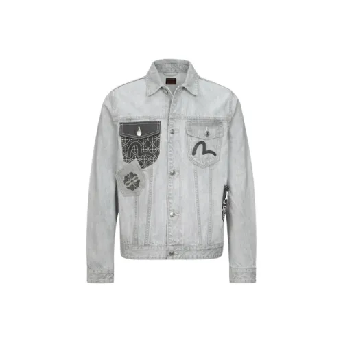 EVISU Джинсовый серый Мужской Джинсовые куртки