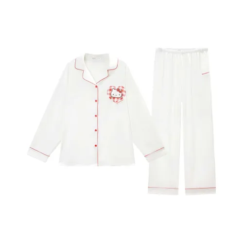 GUKOO x Sanrio Hello Kitty Пижамный комплект Женские сальный белый