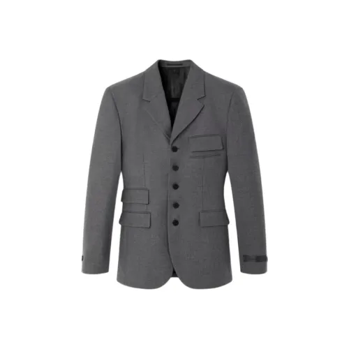 VERSACE Шерсть Gabardine FIVE Пуговица Бизнес Костюм Пальто Мужской Серый