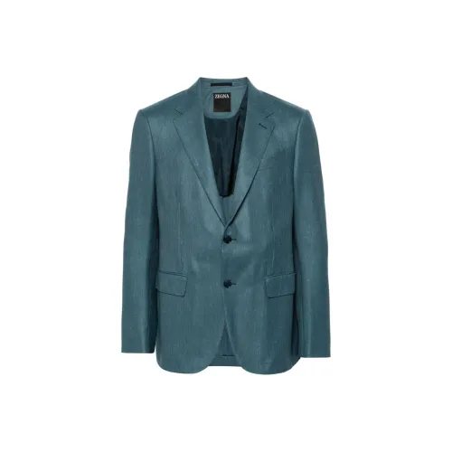 Zegna Бизнес Костюм Пальто Мужской Синий Зеленый