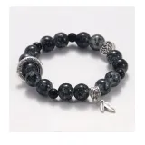 Черный прозрачный браслет с бусинами