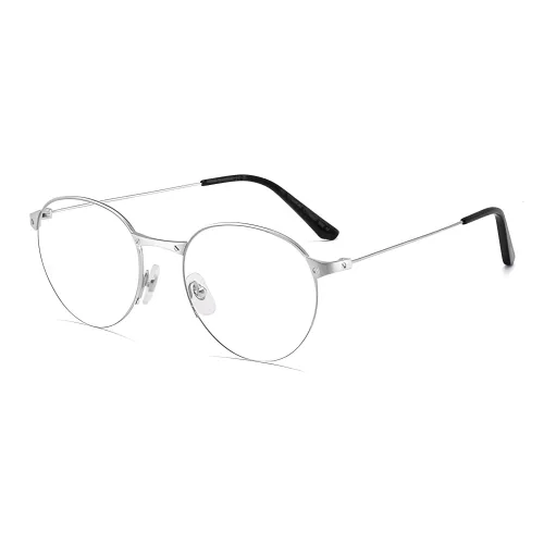 Cartier SANTOS DE Пластиковая оправа Титан Овал Оправы для очков Унисекс Серебряный