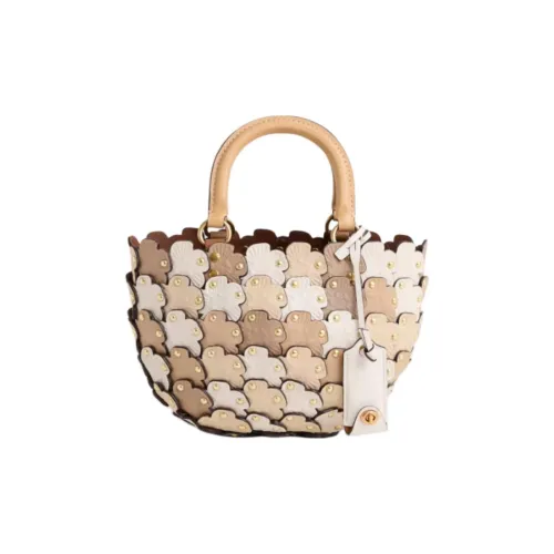 COACH Кожа Тоут Сумка Сумка для покупок Сумка среднего размера Женская Бежевая Многоцветная