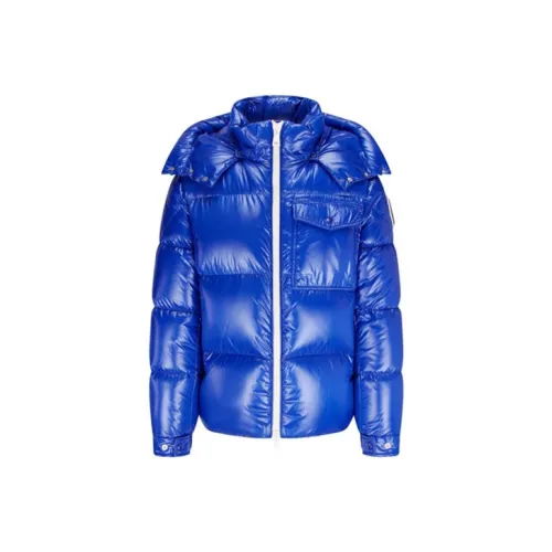 Moncler Однотонный Съемный капюшон Пуховик Мужской Синий