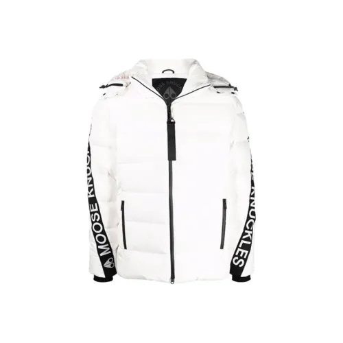 Moose Knuckles FW21 Буква Полосы С капюшоном Пуховик Мужской Белый
