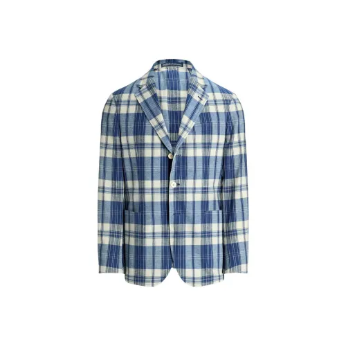 Polo Ralph Lauren SS24 Бизнес Костюм Пальто Мужской Синий Белый Клетка