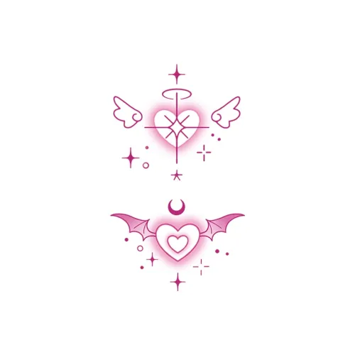 QINGSHANQIHAI Holy Demon Heart Wings Временные татуировки 1 шт