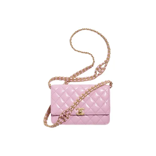 CHANEL Полированная овечья кожа Сумка через плечо Женская Розовая