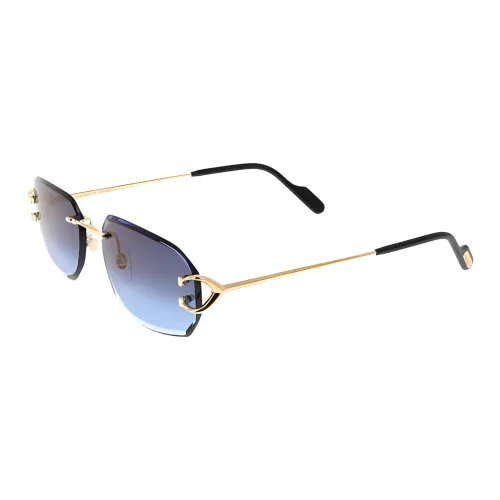 Cartier Металл Прямоугольные Солнцезащитные очки Мужские Золотые