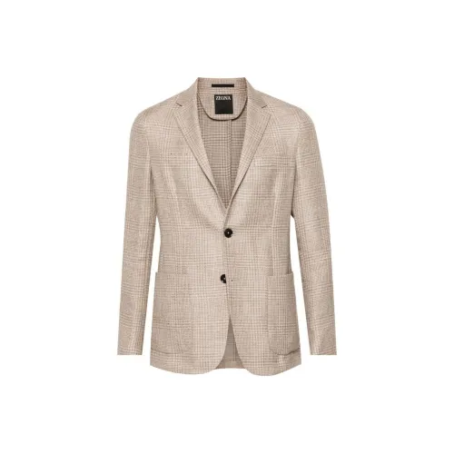 Zegna SS24 Бизнес Костюм Пальто Мужской Бежевый