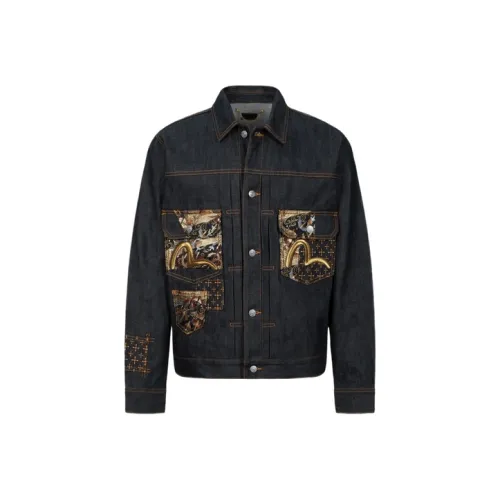 EVISU Джинсовый синий Мужской Джинсовые куртки