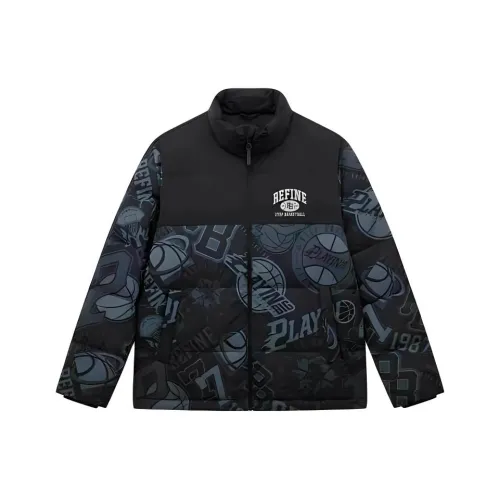 XTEP Basketball Collection Пуховик Мужской Дымчатый Серый Глубокий Черный