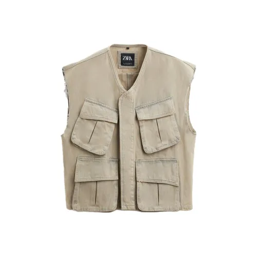 ZARA Светлый хаки Мужские жилеты