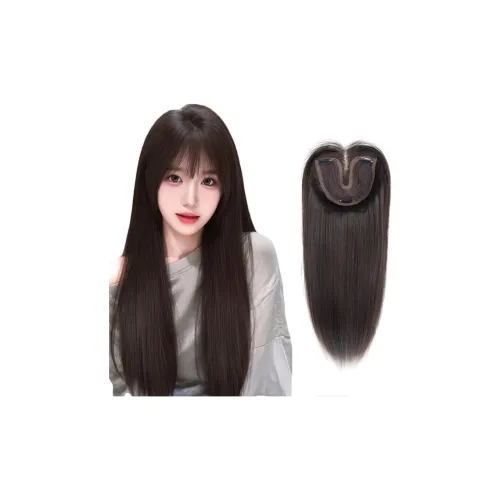 QIYEXUE Ровная чёлка Перука для лысой головы Женская Перука Полная Голова Искусственный шелк Комплект