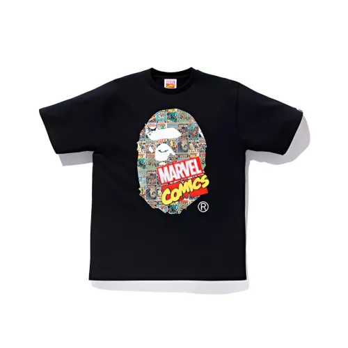 A BATHING APE x Marvel BAPE совместная брендированная футболка унисекс черного цвета