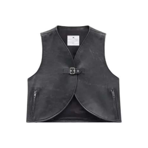 COURREGES SS24 Ellipse Кожа Жилет Мужской Черный