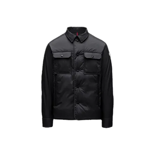 Moncler FW21 Однотонный Отложной воротник Пуховик Мужской Черный