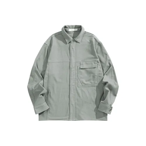 PEACEBIRD MEN Рубашка Мужская Светло-Серый Зеленый 1