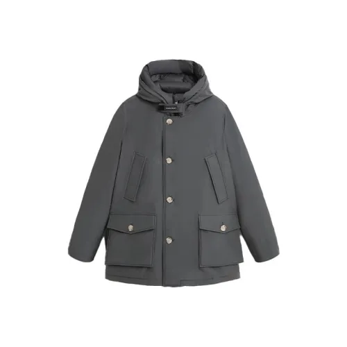 WOOLRICH С капюшоном пуховик мужской серый