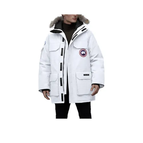 Canada Goose Однотонный с капюшоном пуховик мужской белый