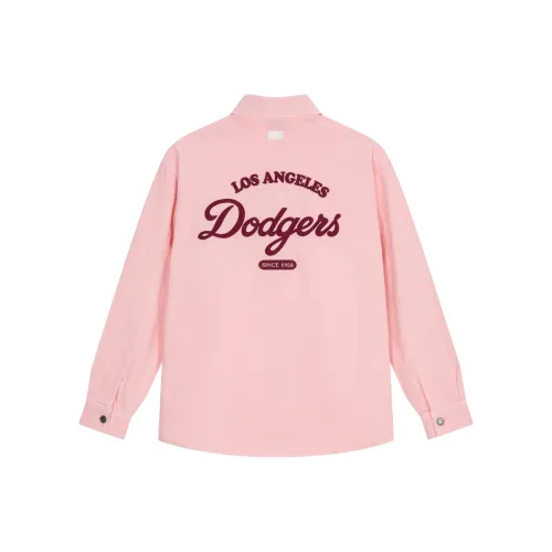 Mlb Base Logo Denim Jacket Unisex Peach Pink