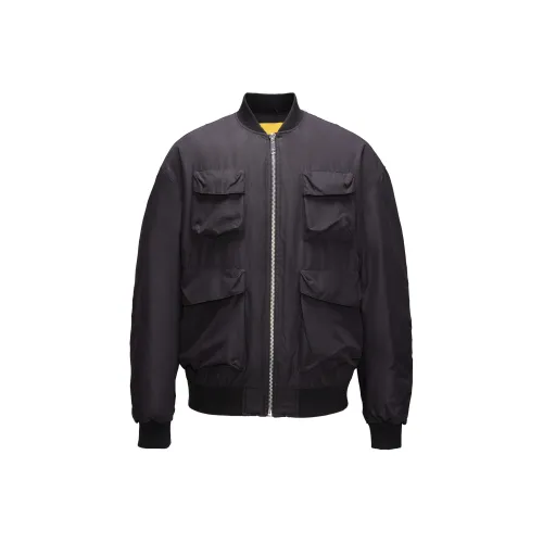 CAT Однотонный Бейсбольный воротник Свободный крой Короткий пуховик Мужской Черный