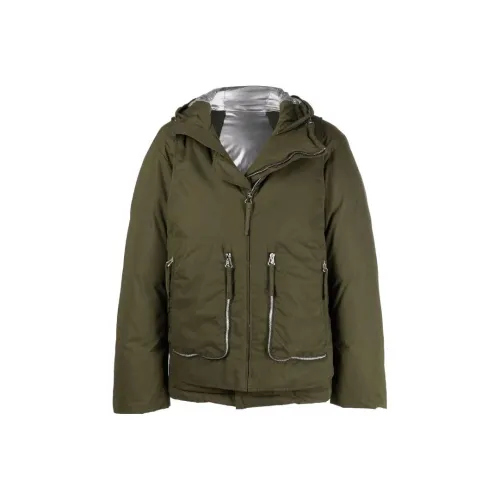 Helmut Lang SS22 Однотонный С капюшоном Облегающий Пуховик Мужской Зеленый