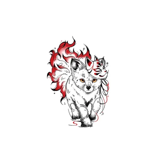 QINGSHANQIHAI Татуировка временная "Тень Джина" с изображением Лисы 1 шт