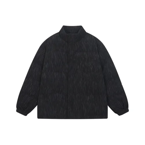 BTW Однотонный Воротник-стойка Свободный крой Утолщенный And Флис с подкладкой Длинный Пуховик Унисекс