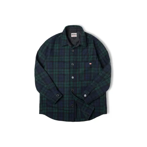 MADEN Amekaji Куртки и Пальто Мужской Синий и Зеленый Клетка