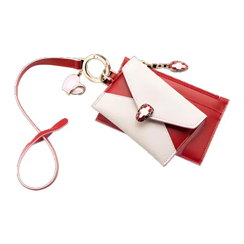 BVLGARI Serpenti Forever Телячья кожа Держатель для визиток Монета Кошелек Женский Красный