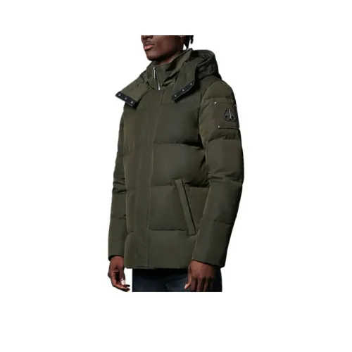 Moose Knuckles Однотонный С капюшоном Пуховик Мужской Зеленый