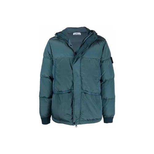 STONE ISLAND Пуховик Мужской Озерный Зеленый