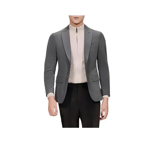 JODOLL Бизнес-костюм мужской серый с зеленым горошком