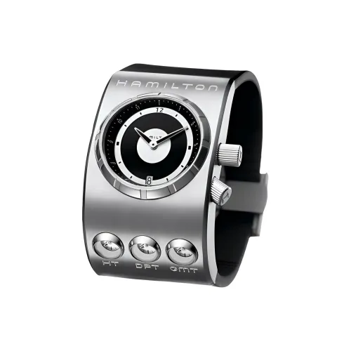 HAMILTON Khaki Collection Кварцевый механизм Мужские часы Часы 36 мм Черный циферблат Титан Корпус часов Резиновый ремешок