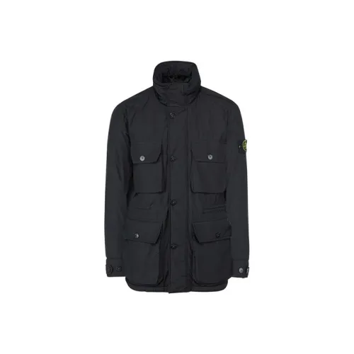 STONE ISLAND Хлопковый пуховик Мужской Черный