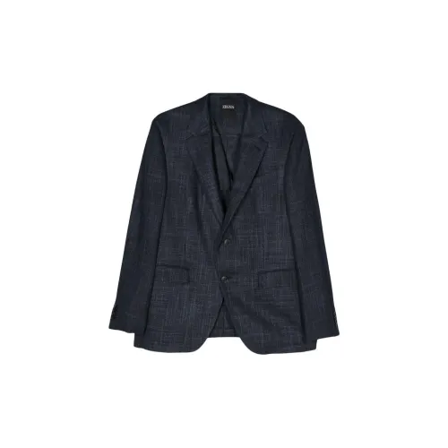 Zegna SS24 Бизнес Костюм Пальто Мужской Полуночный Синий