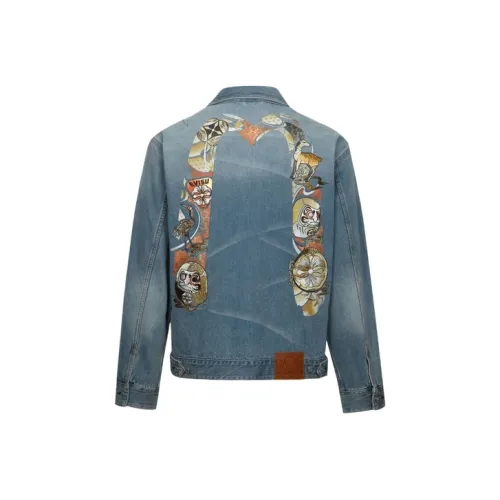 EVISU Джинсовый синий Мужской Джинсовые куртки