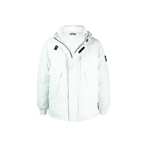 STONE ISLAND FW21 Однотонный С капюшоном Пуховик Мужской Светло-зеленый