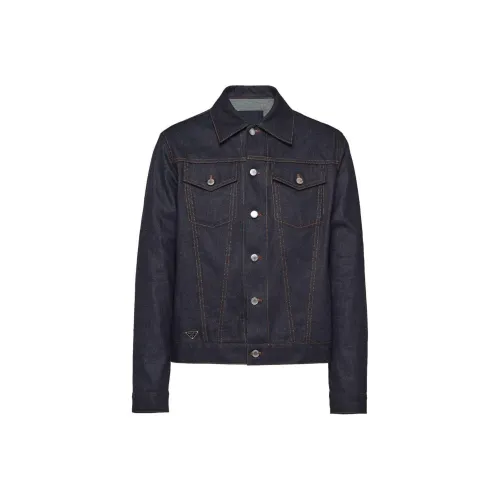 PRADA SS24 Denim Jacket Men's Navy Blue